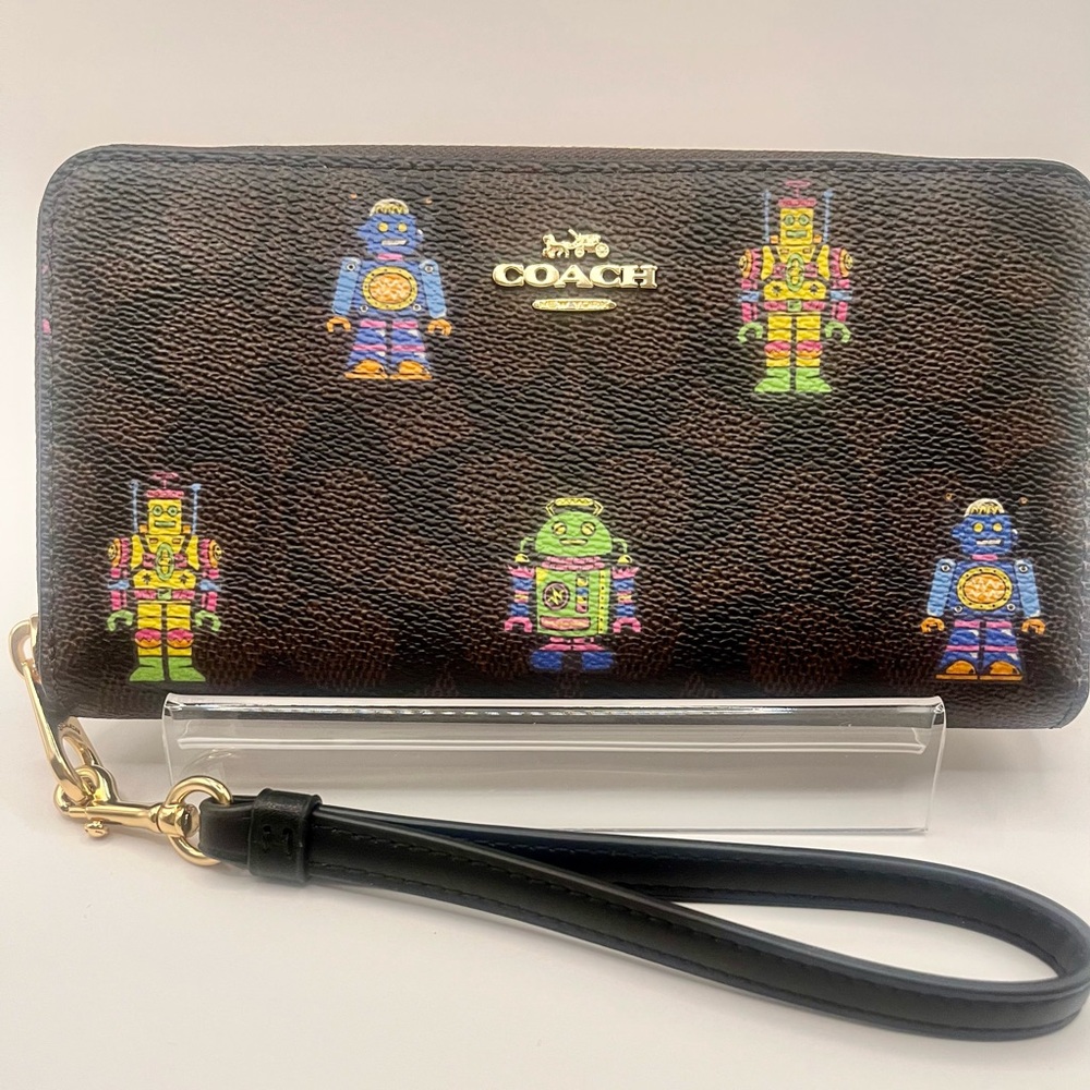 COACH *LIMITED EDITION* Cosmic Iconic Walnut Brown Zip-Around Long Wallet 🤖 NWT